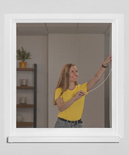 Schellenberg 70470 Moustiquaire fenetre Easy Click blanc, toile en fibre de verre, remplaçable sans percer, 100 x 120 cm