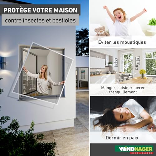 Moustiquaire Windhager Flexi Fit Blanc 100x120cm Fenêtres Télescopiques