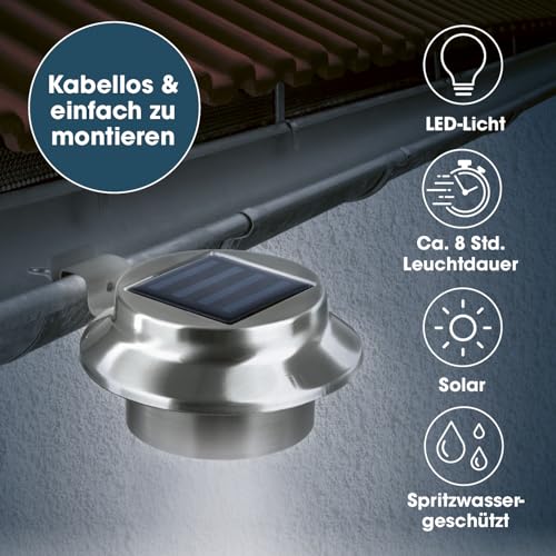 EASYmaxx 03612 gouttière lumière extérieur | en acier inoxydable – Lot de 3 | sans fil | Éclairage extérieur | lumière e