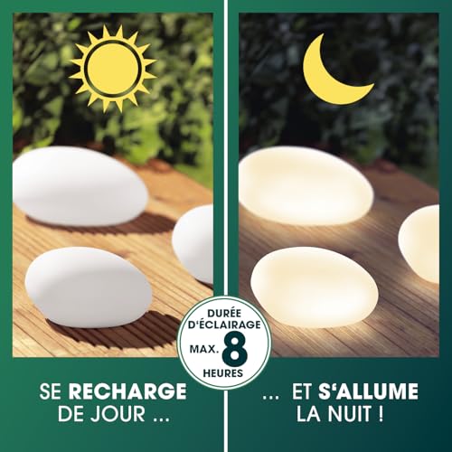 Lampe de jardin EASYmaxx Pierre solaire | Éclairage DEL colorant | Télécommande pour ambiance extérieure | IP67