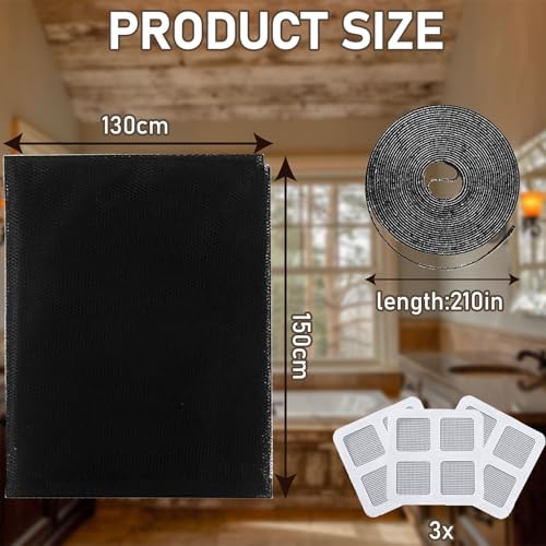 Toile moustiquaire YongSral 6 pièces 150x130cm usage maison et camping, résistance aux insectes, sans poinçonnage, 6 rub